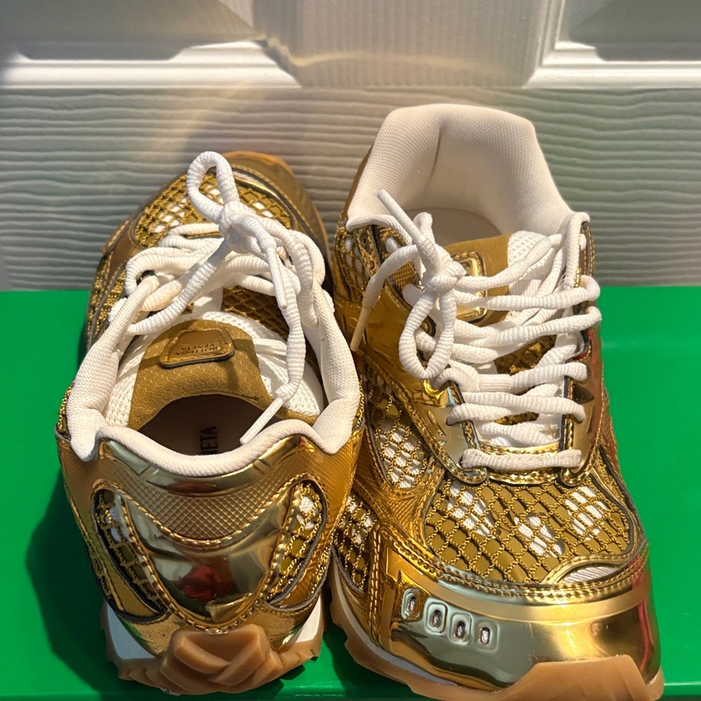 Bottega Veneta Gold and White Sneakers - Picture 3 of 10